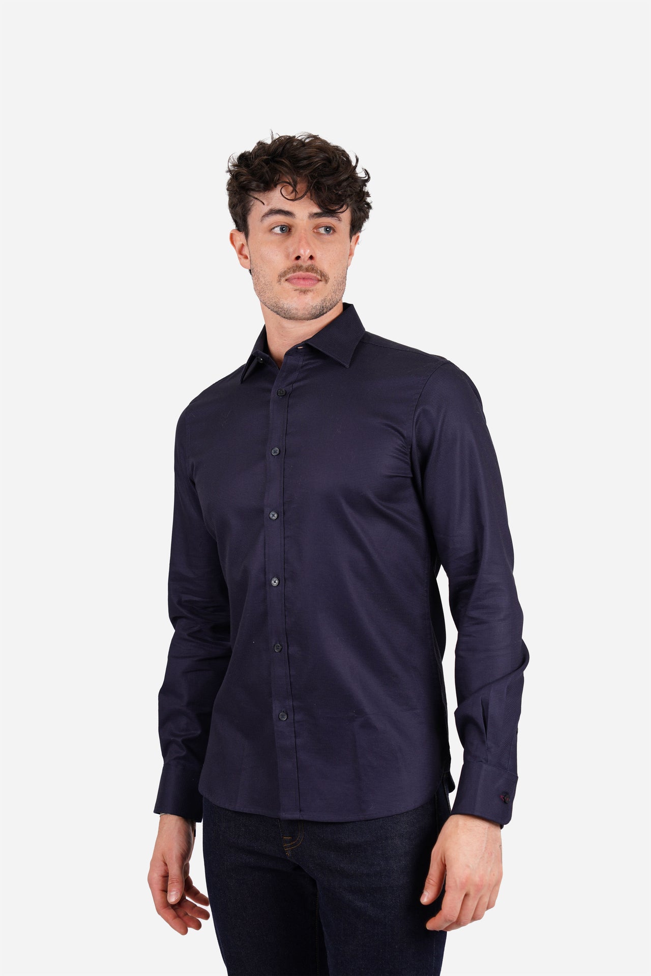 Navy Long Sleeve Waffle Shirt