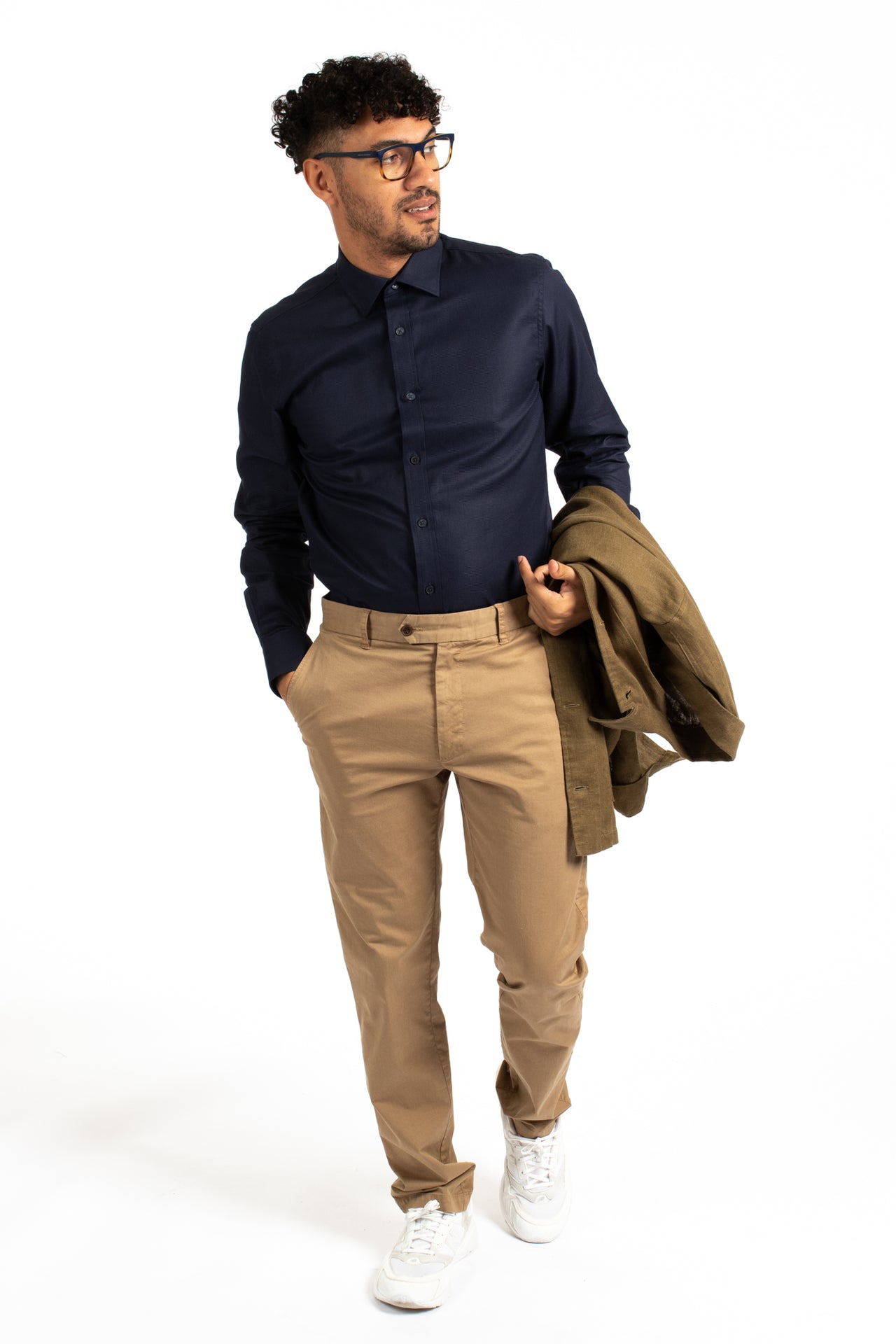 Navy Long Sleeve Waffle Shirt