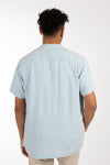 Blue Tint Cuban Collar Linen  Shirt