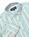 Aqua Variegated Stripe Linen Shirt