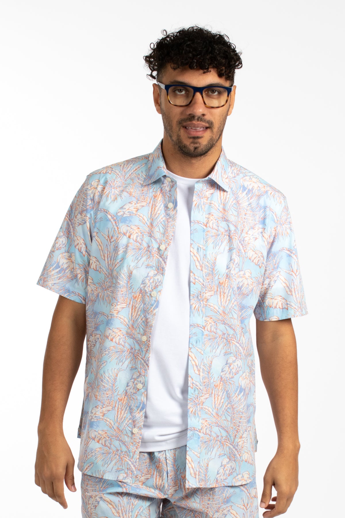 Blue Tropical Poplin Shirt