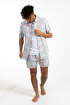 Blue Tropical Poplin Linen  Shirt