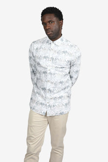  Faded Floral Khaki Cotton Poplin Shirt