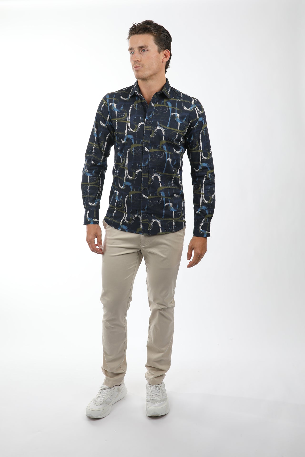 Brush Navy Peached Cotton Poplin Shirt