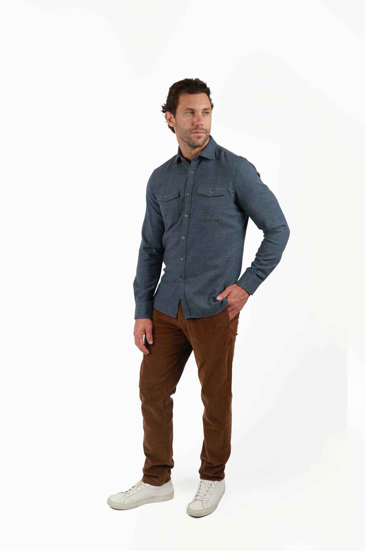 Blue Brushed Check Shirt