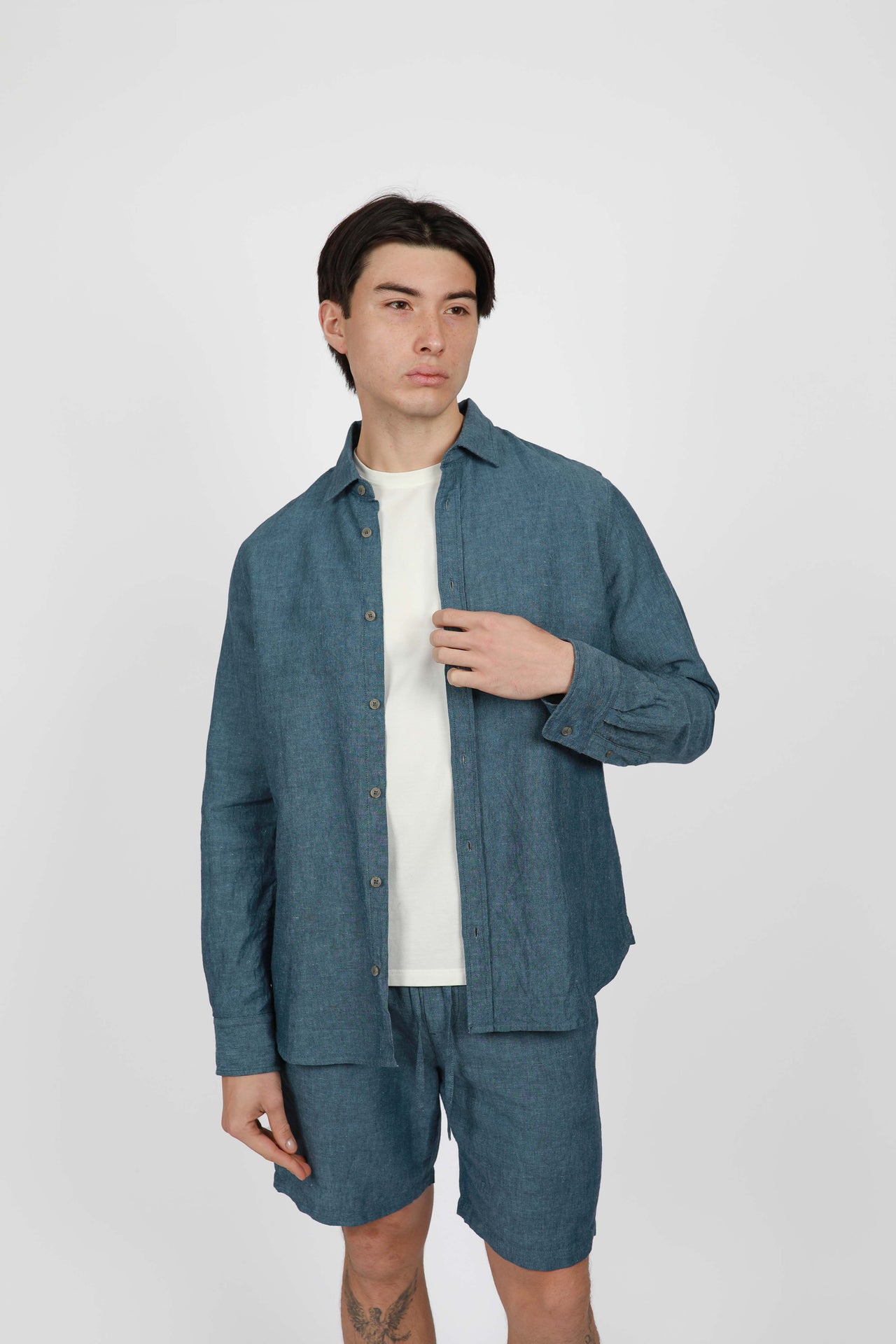 Blue Steel Long Sleeve Linen Blend Shirt