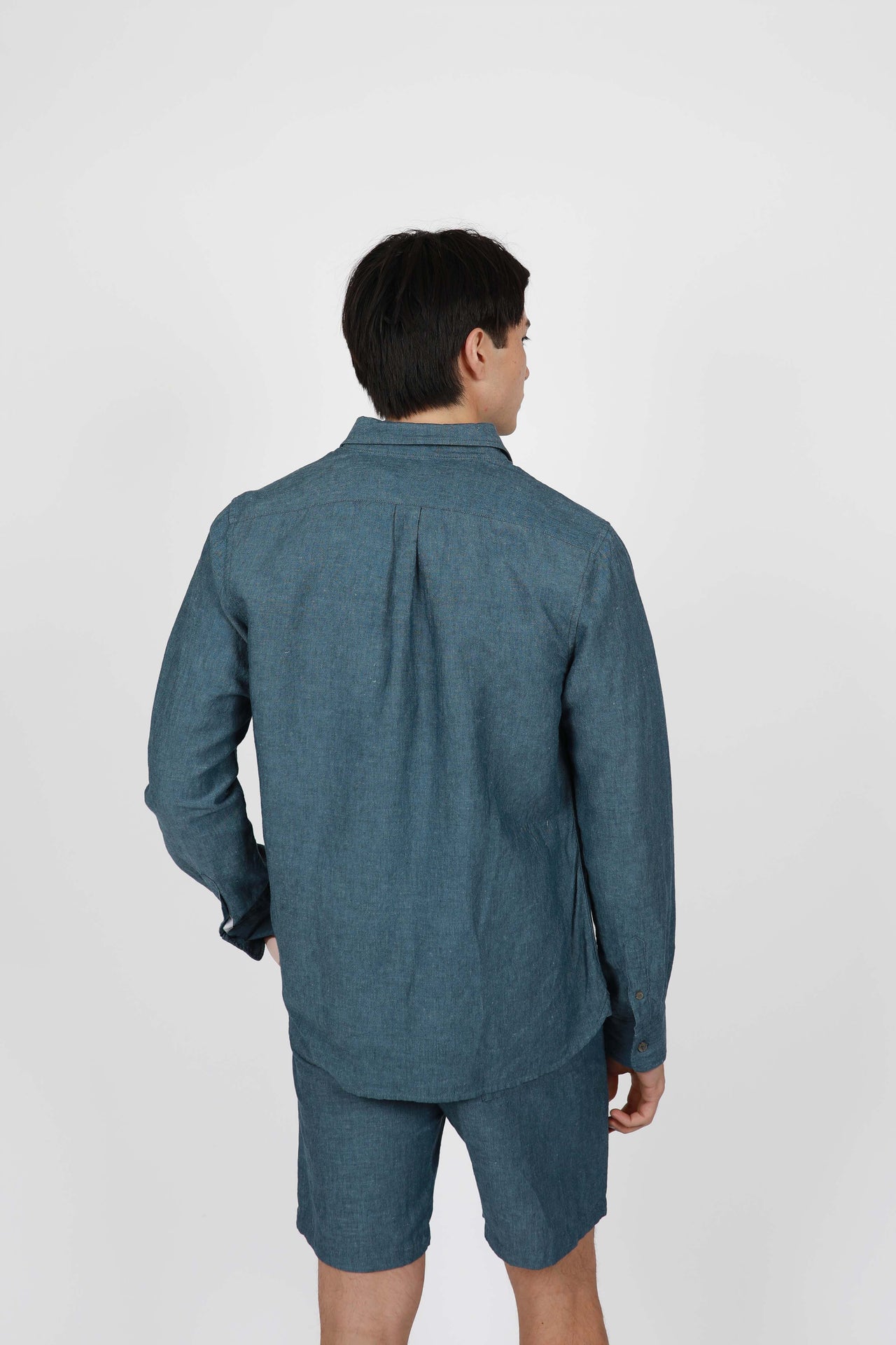 Blue Steel Long Sleeve Linen Blend Shirt