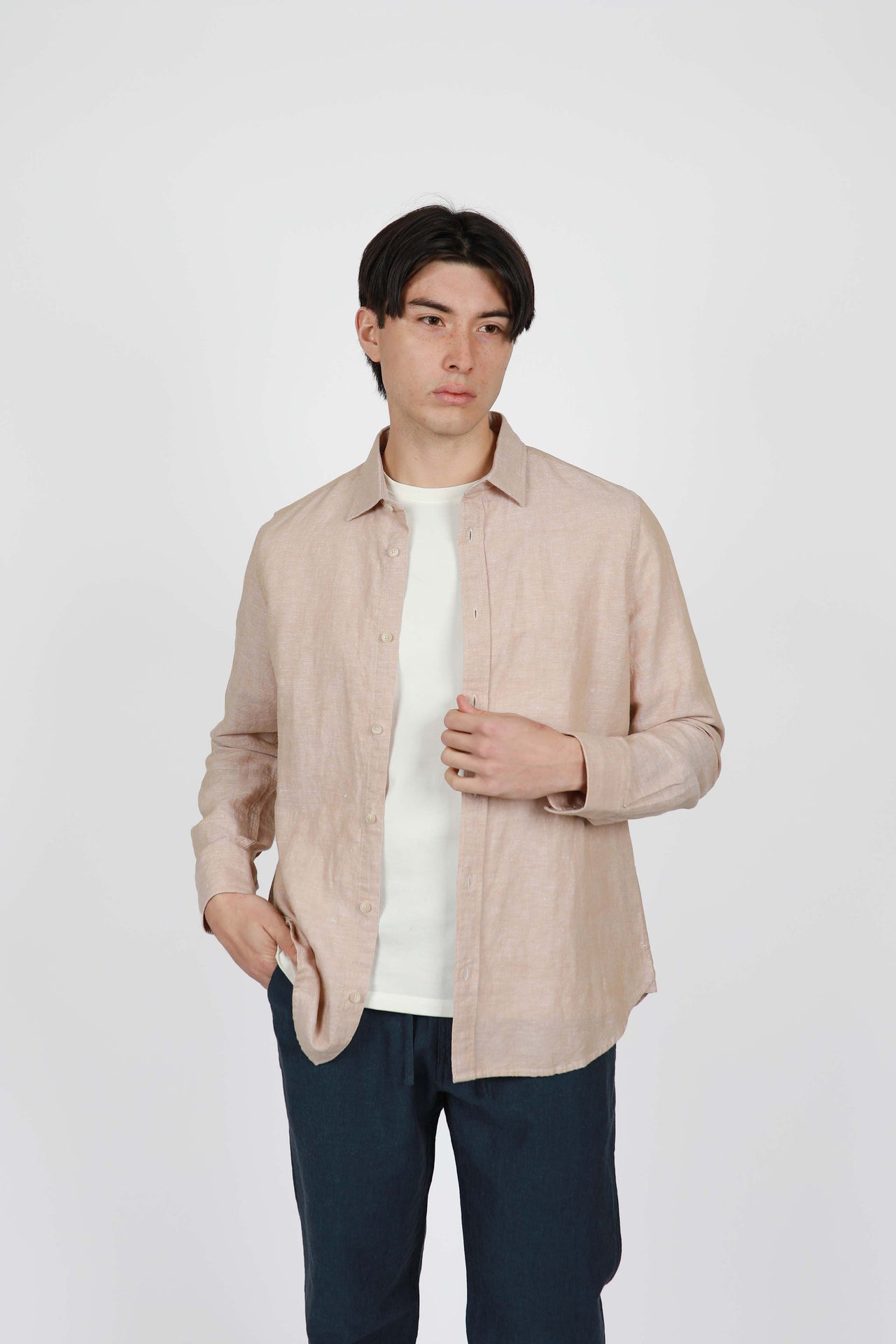 Wheat Long Sleeve Linen Blend Shirt