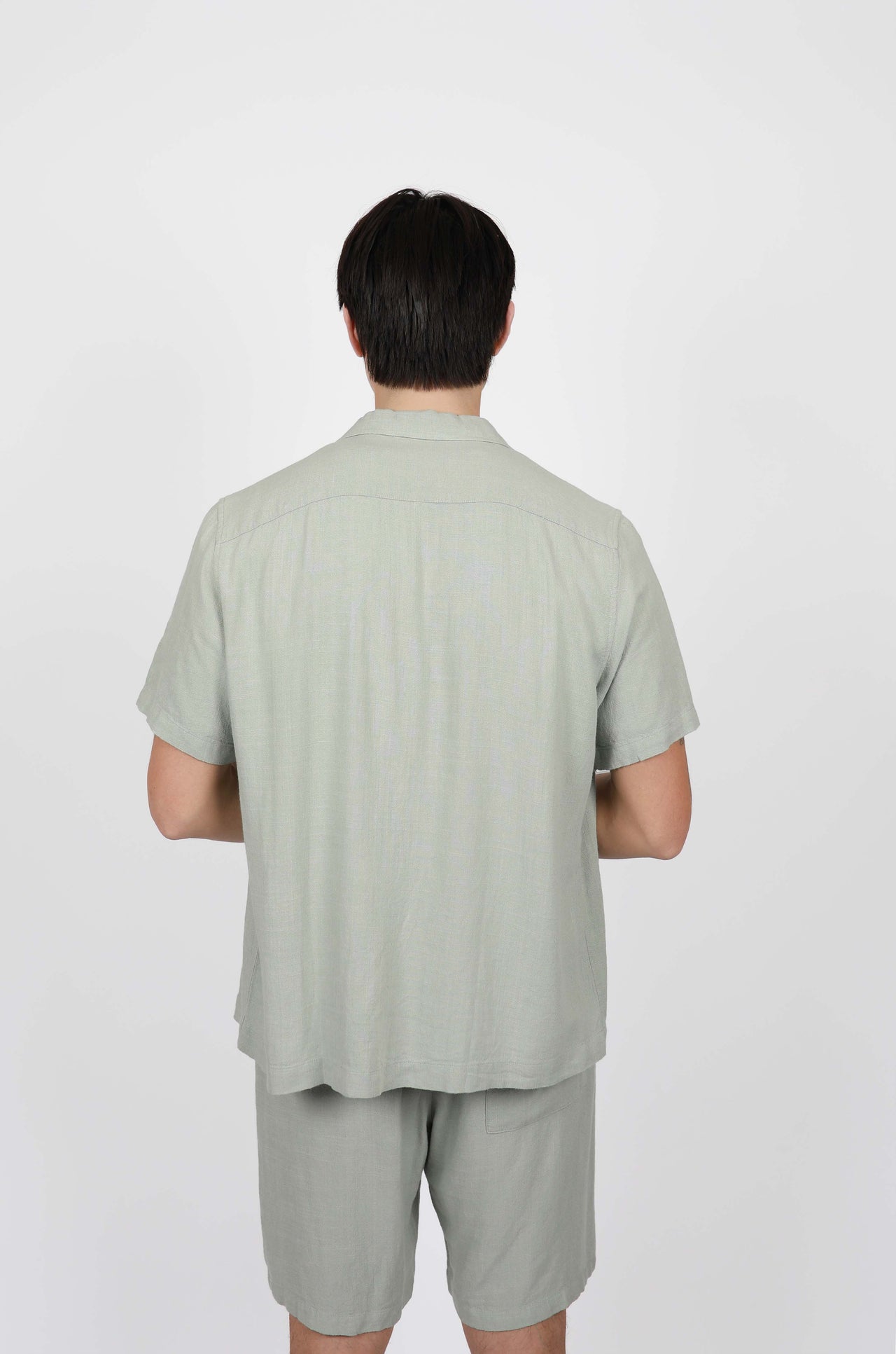 Foam Cuban Collar Short Sleeve Linen Shirt