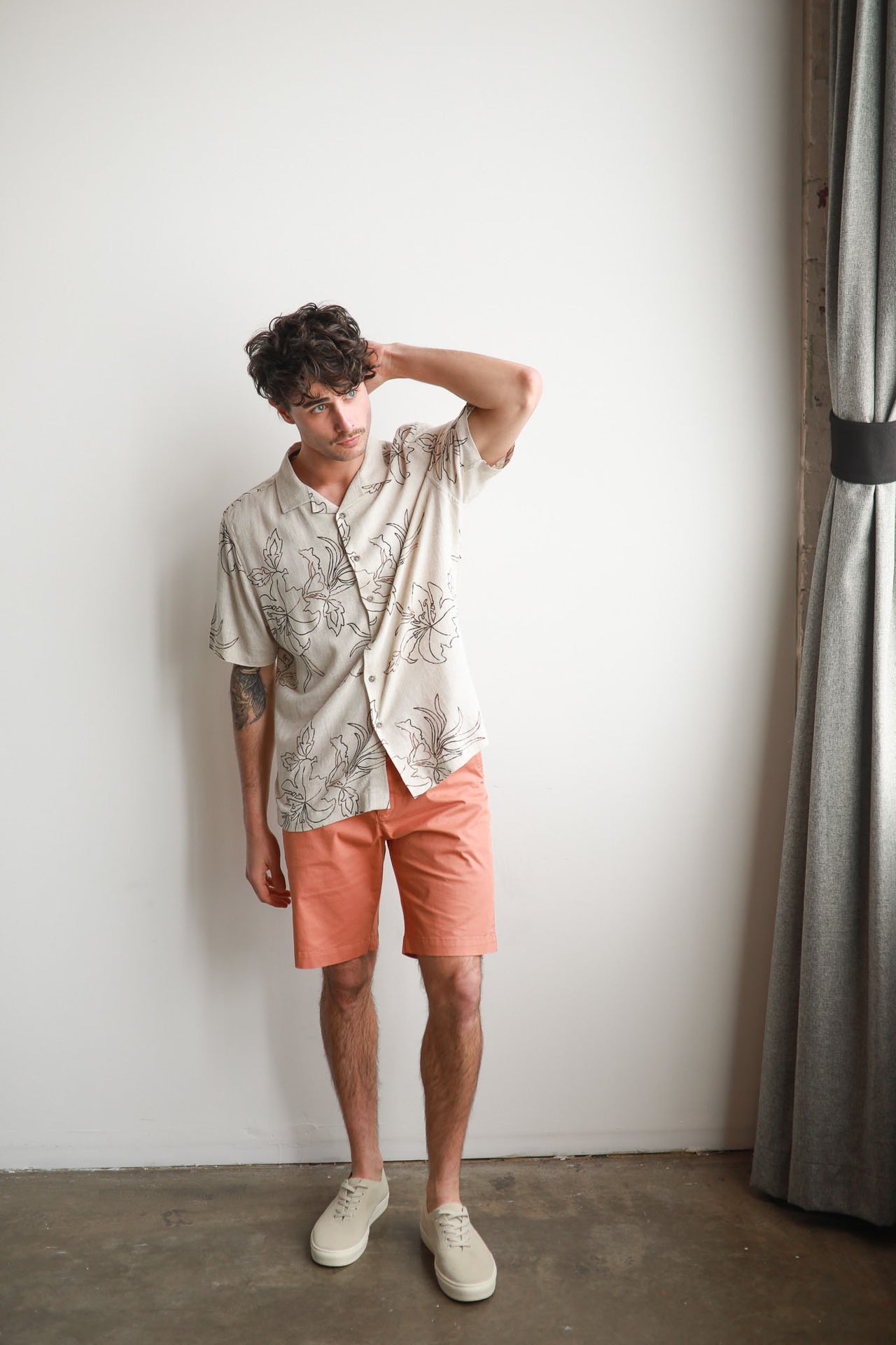 Mocha Havanna Cuban Collar Linen Shirt