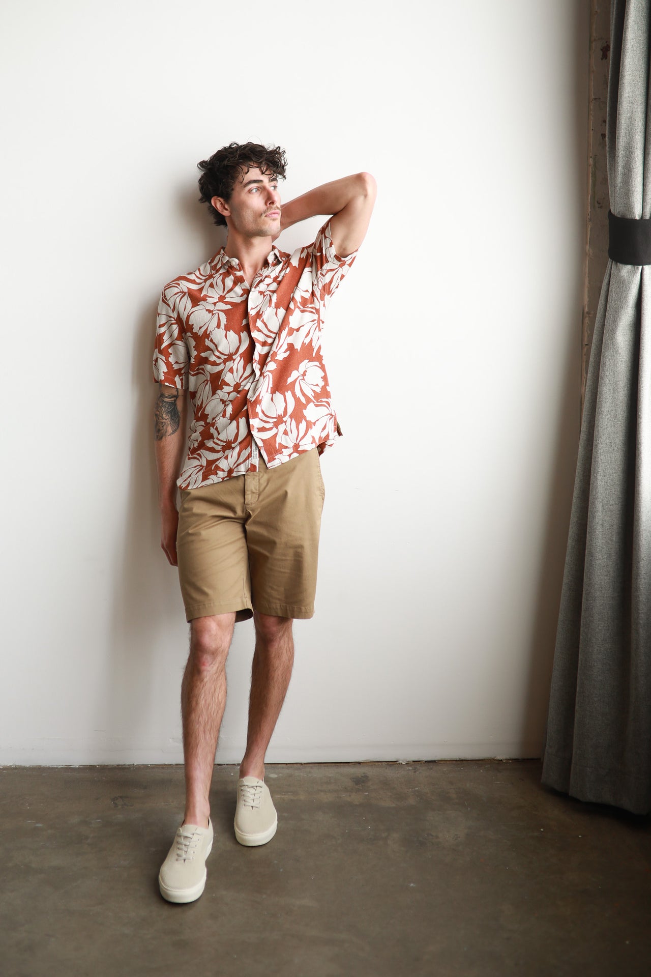 Paprika Puerto  Rico Piece Collar Linen Shirt