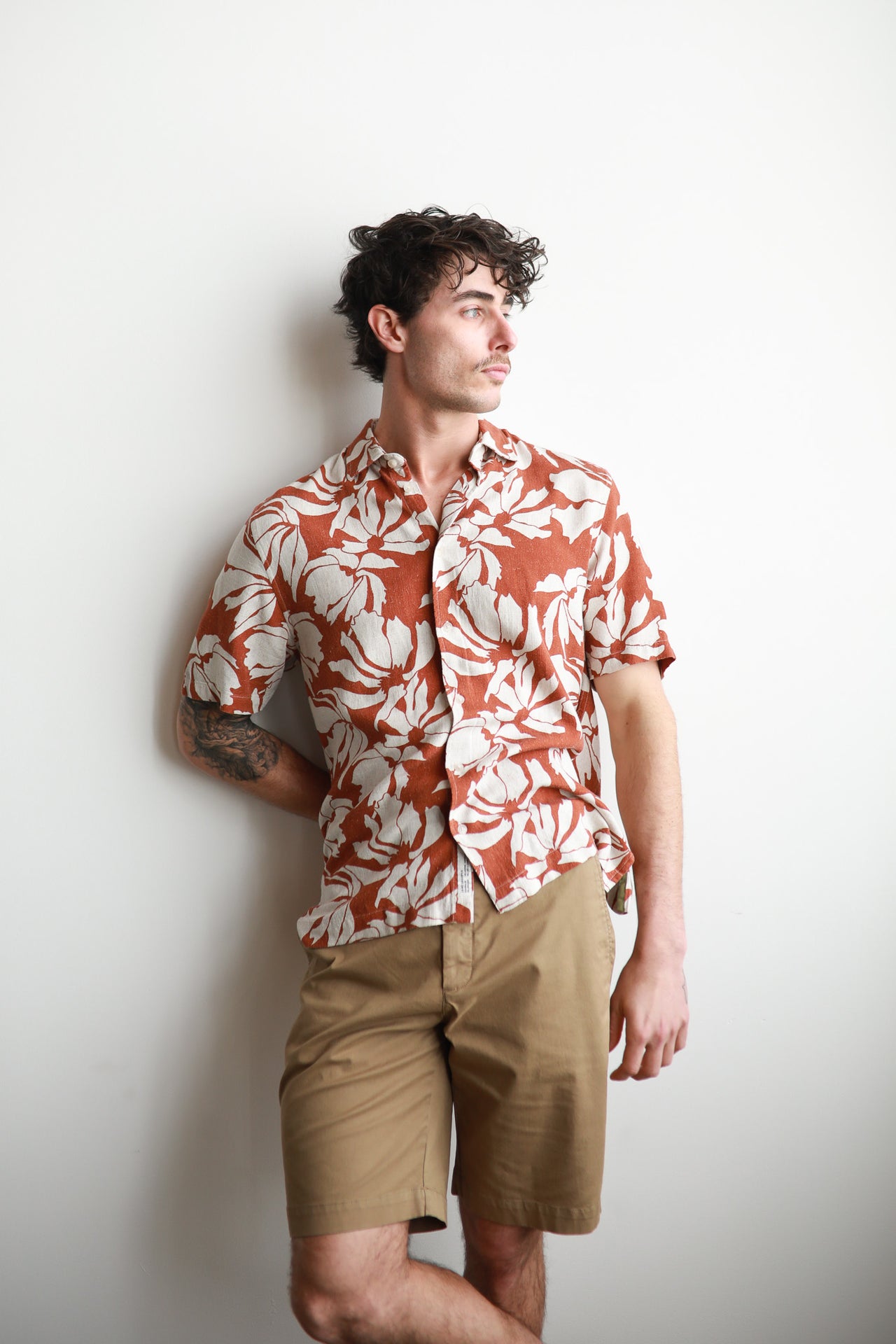 Paprika Puerto  Rico Piece Collar Linen Shirt