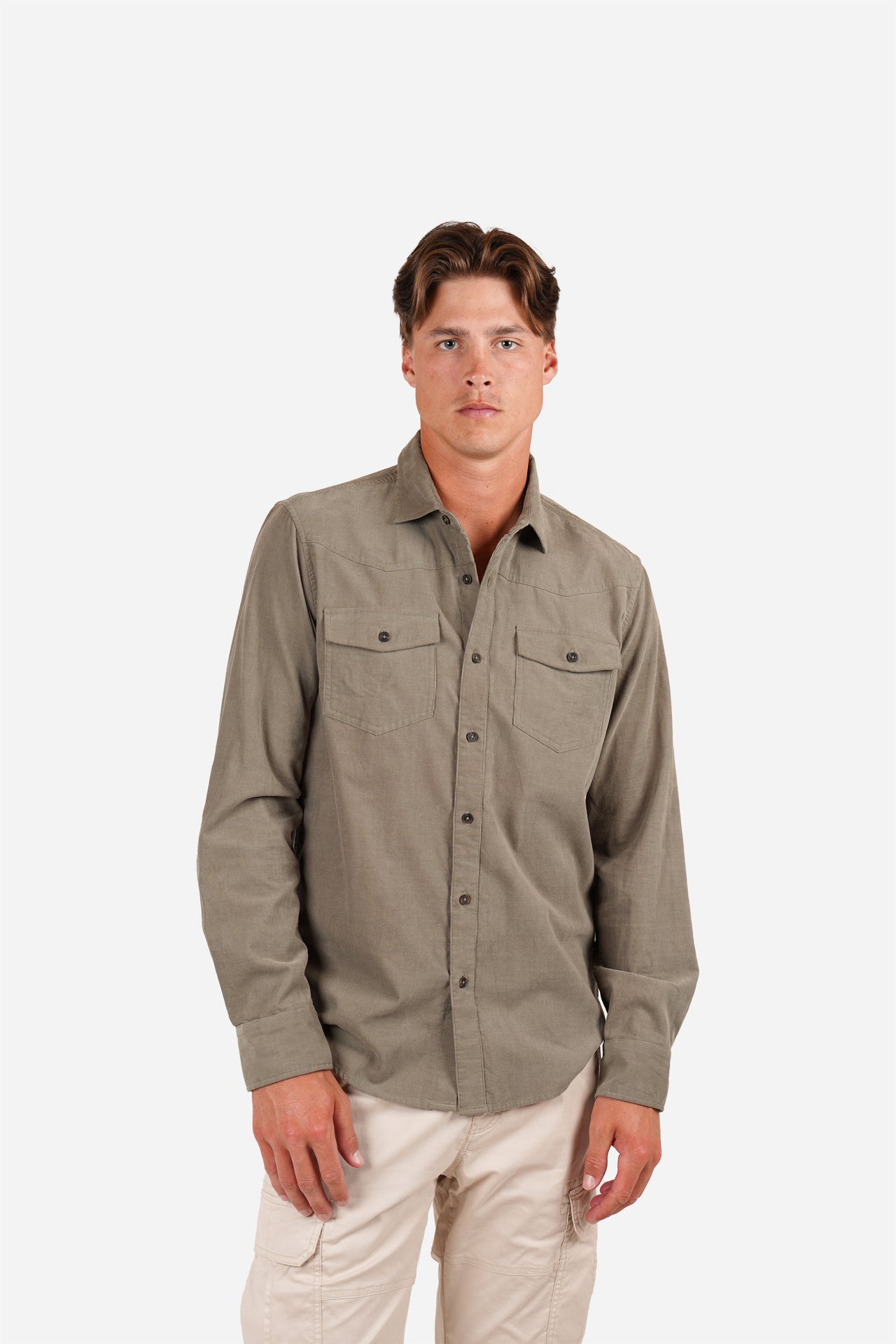 Sage Western Cord Long Sleeve Shirt