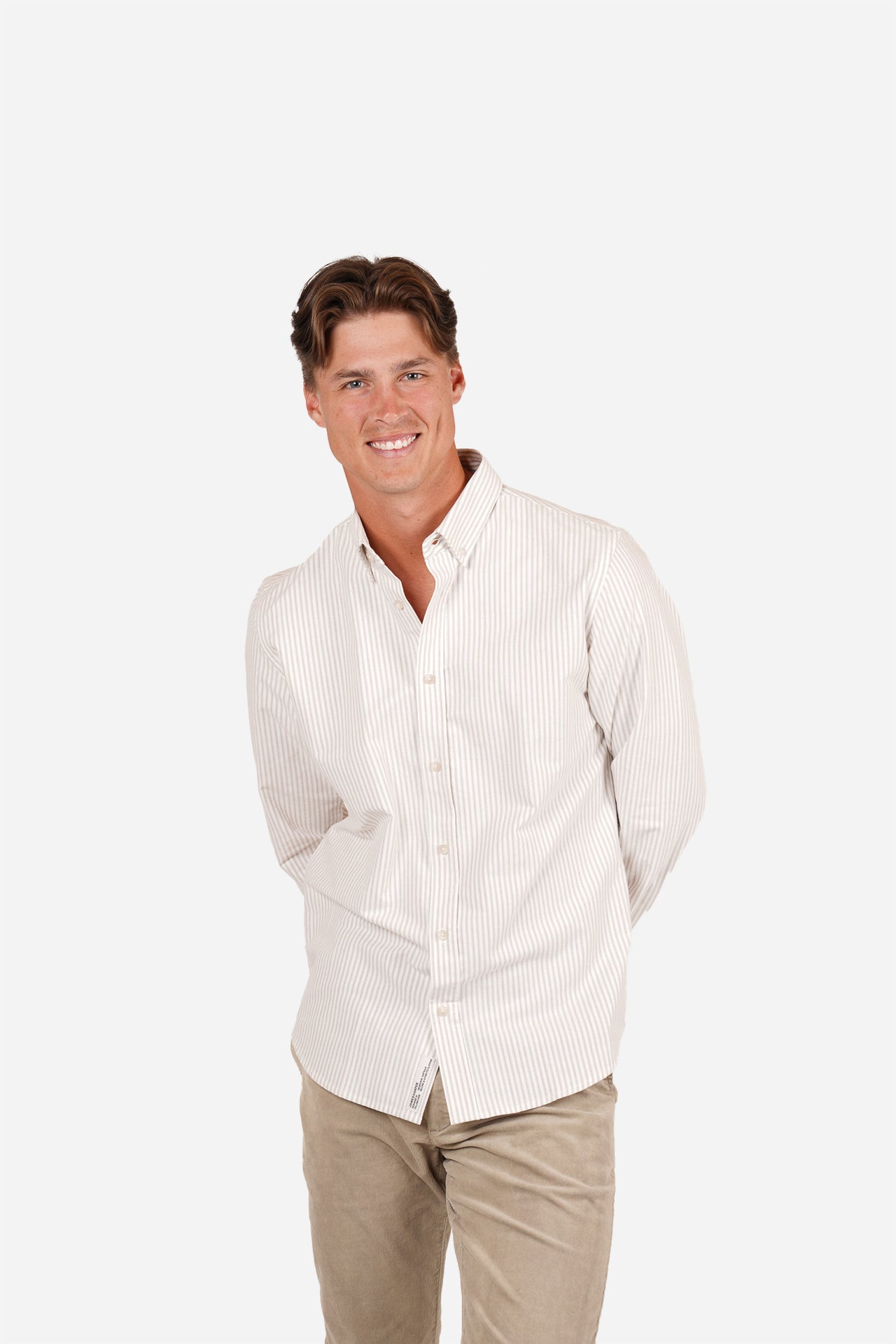 Tobacco Oxford Stripe Long Sleeve Shirt