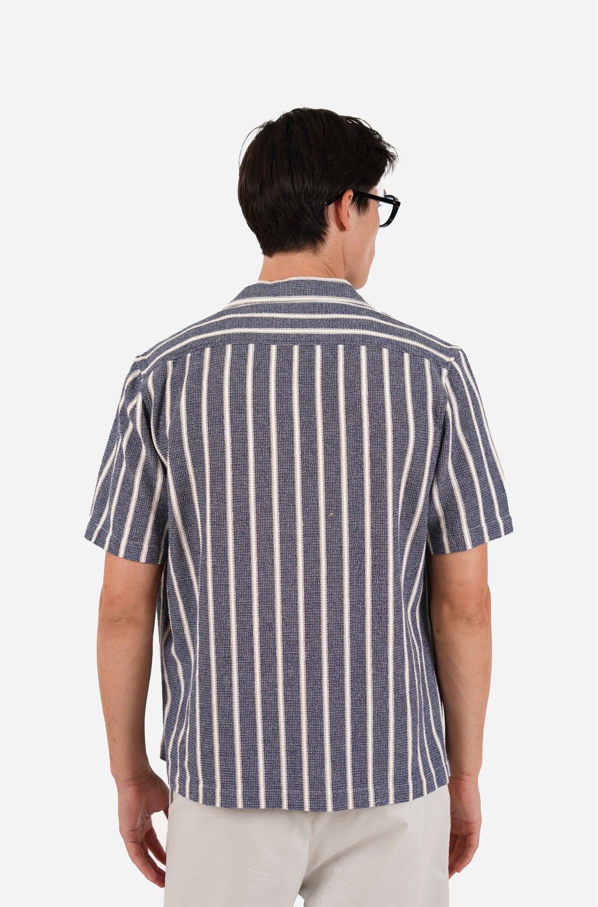 Short sleeve textured stripe shirt navy