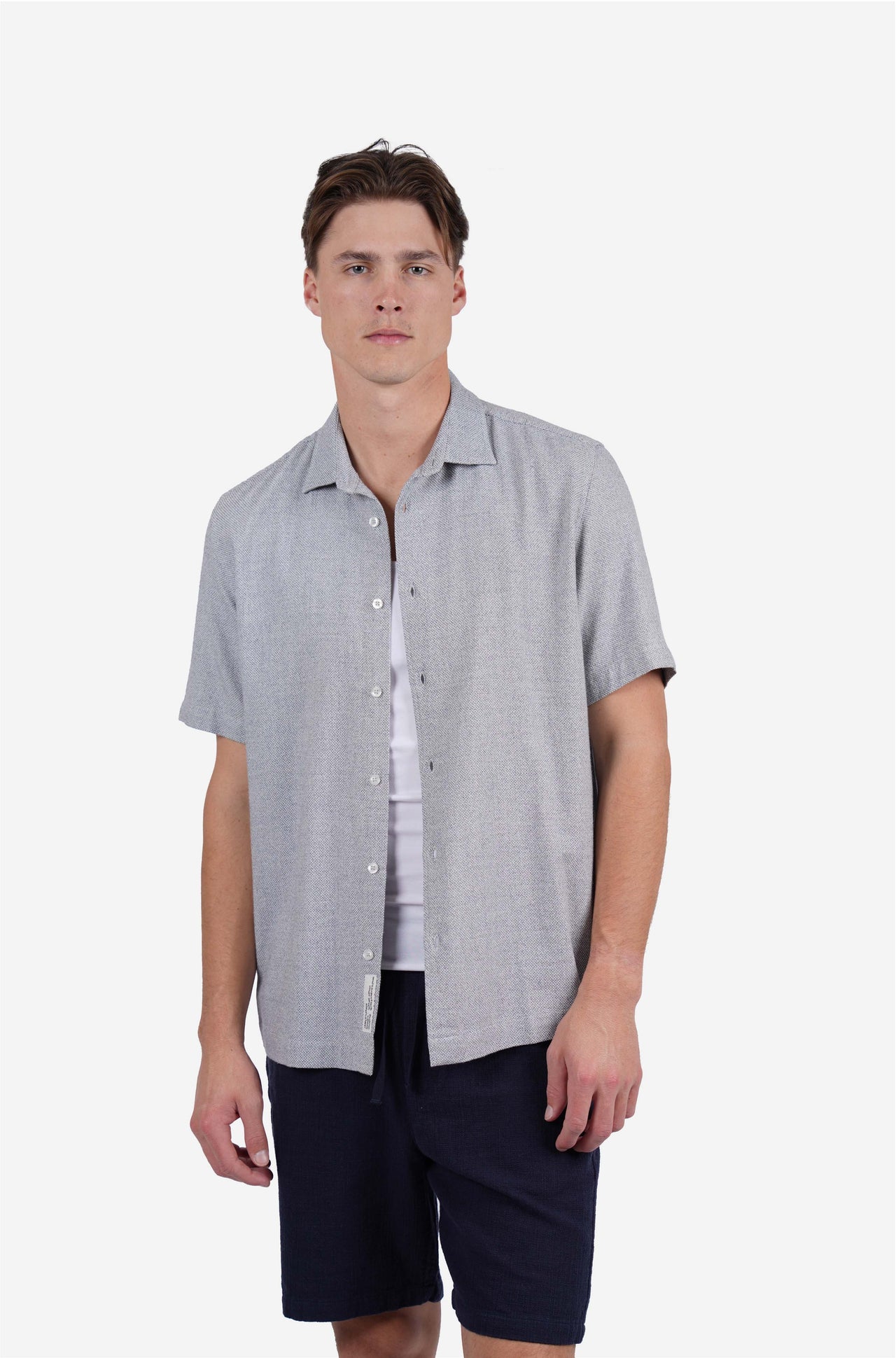Short sleeve textured shirt navy
