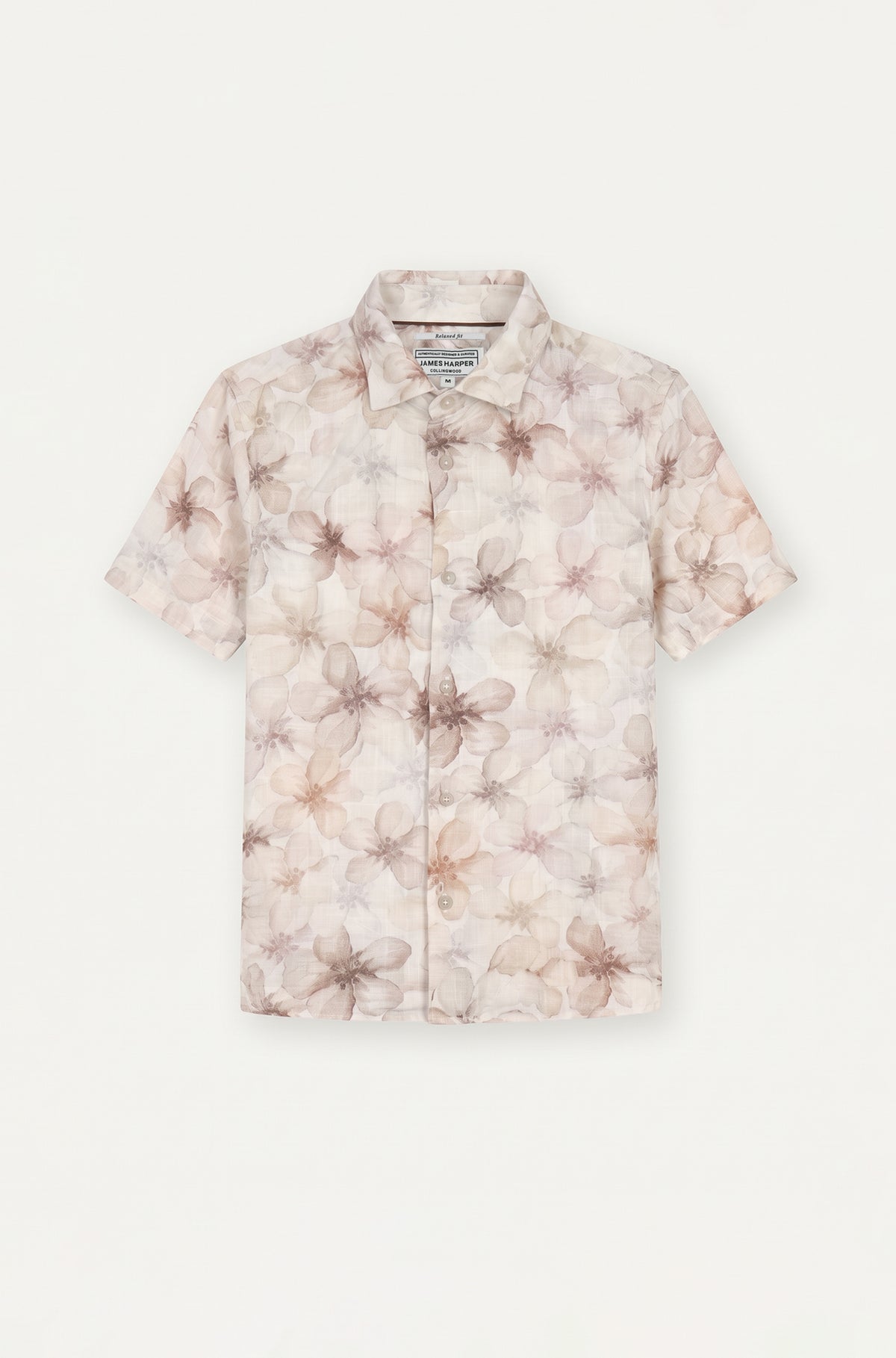 Natural Floating Floral Short Sleeve Printed Shirt