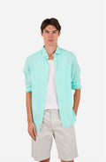 Mint Garment Dyed Long Sleeve Linen Shirt