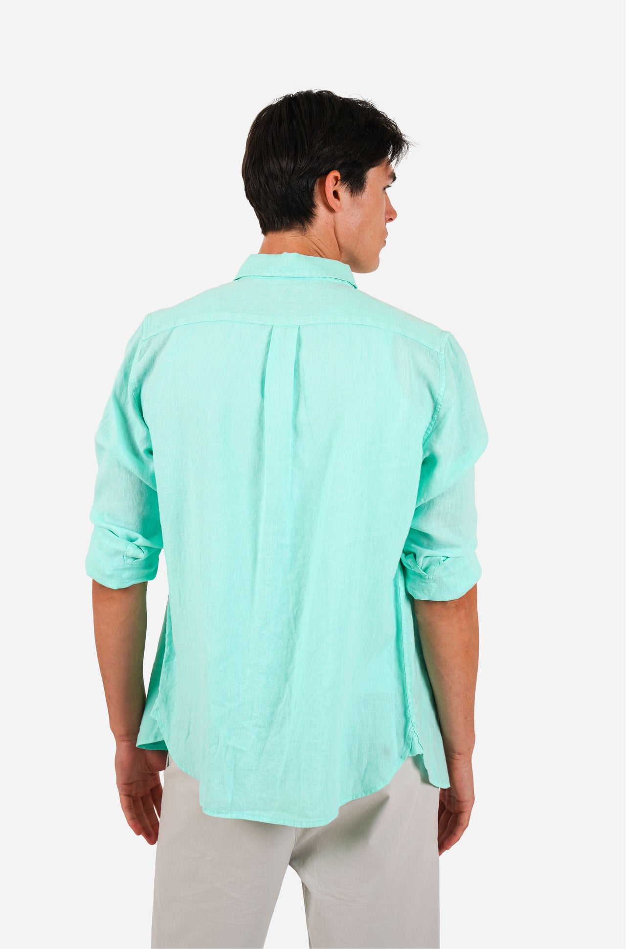 Mint Grament Dyed Long Sleeve Linen Shirt