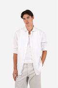 White Garment Dyed Long Sleeve Linen Shirt