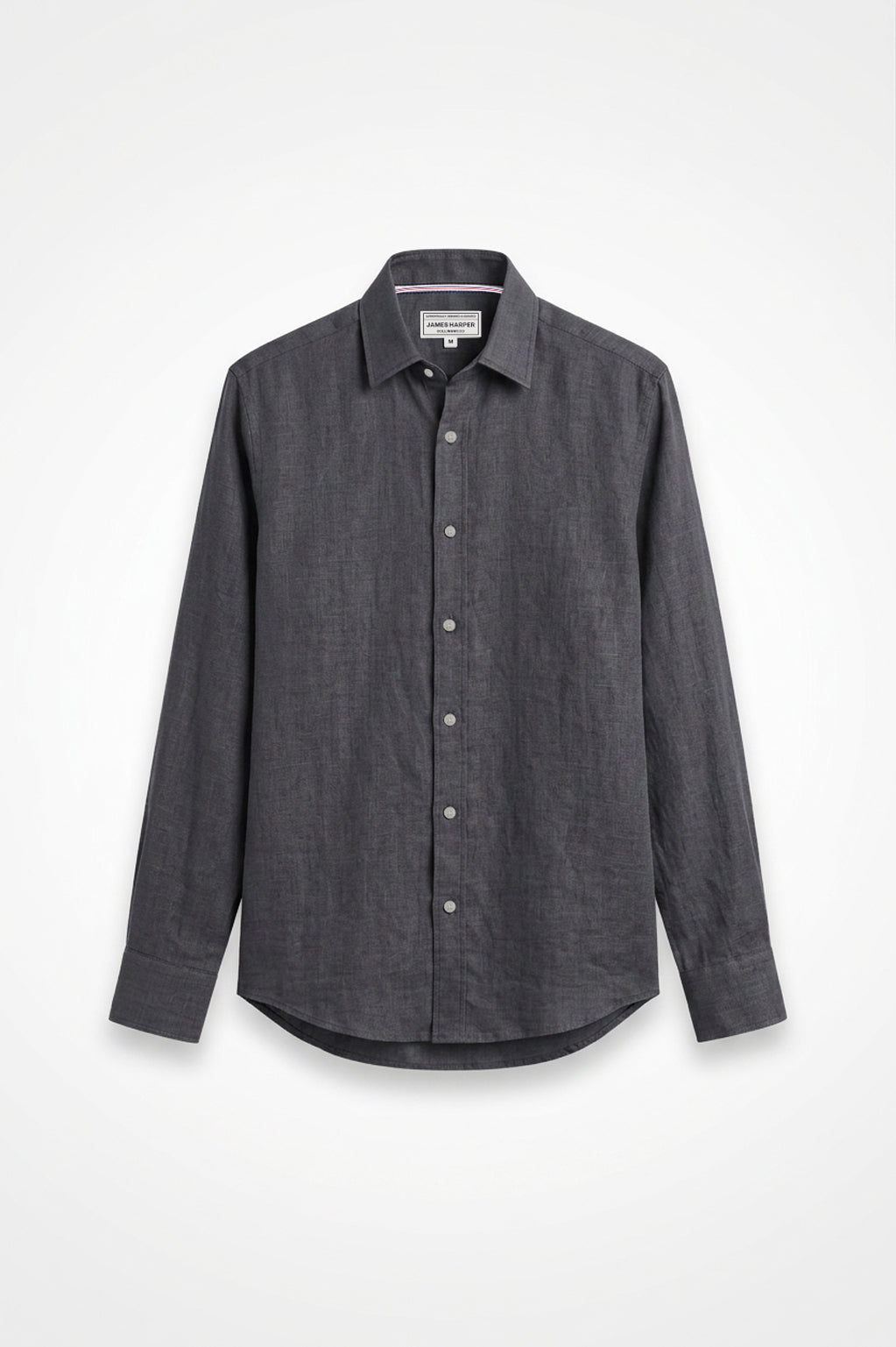 Charcoal Garment Dyed Long Sleeve Linen Shirt