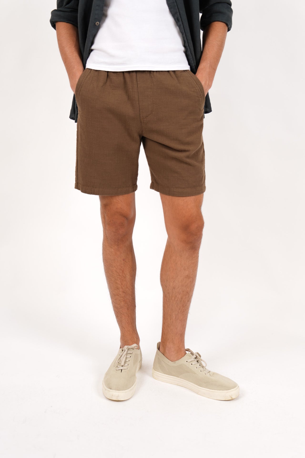Cotton Elasticated Waist Relaxed Fit Short Olive
