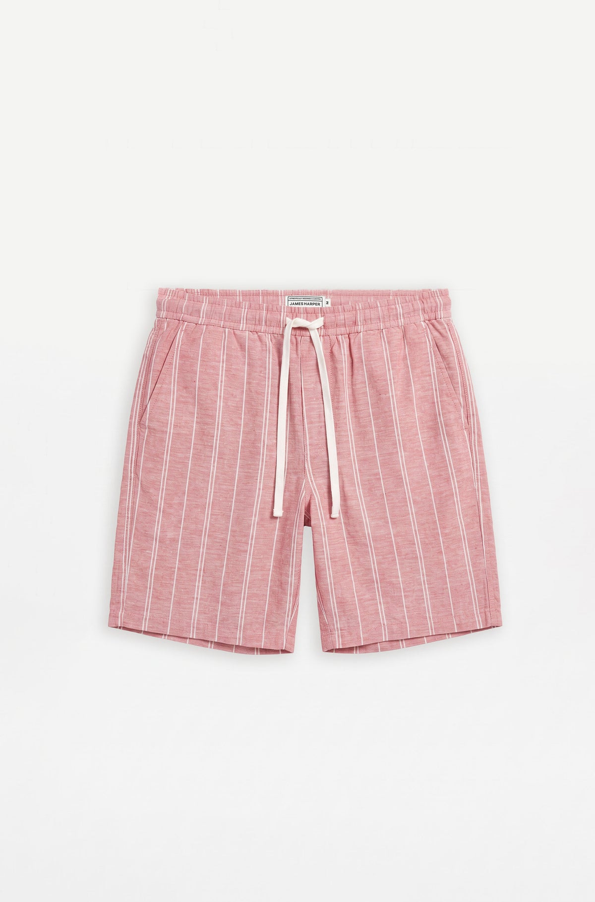 Linen Blend Elasticated Waist Relaxed Fitwide Stripe Short Coral