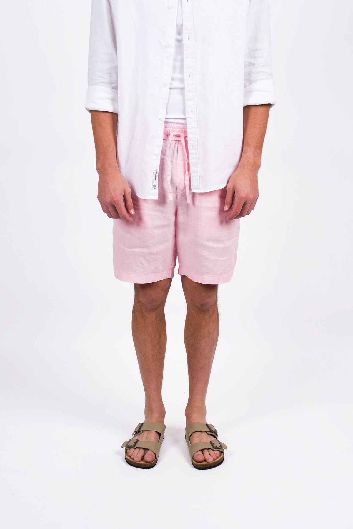 Pure Linen Elasticated Waist Relaxed Fit Garment Dyed Short Candy
