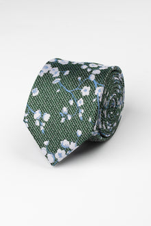  Green Texture Floral Tie