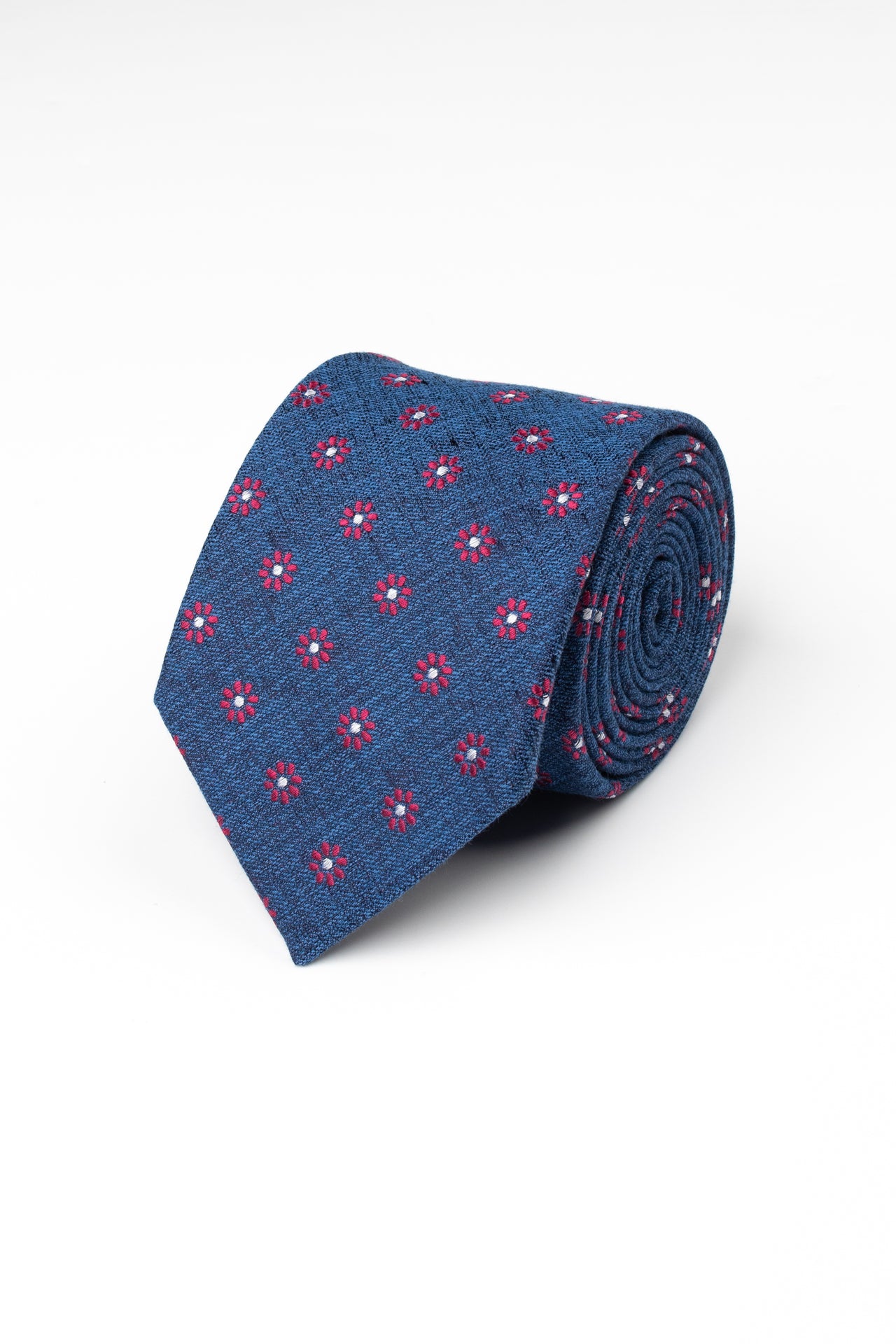 Navy/ Red Floral Motif Tie