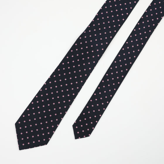 Navy Pink Silk Spot Tie