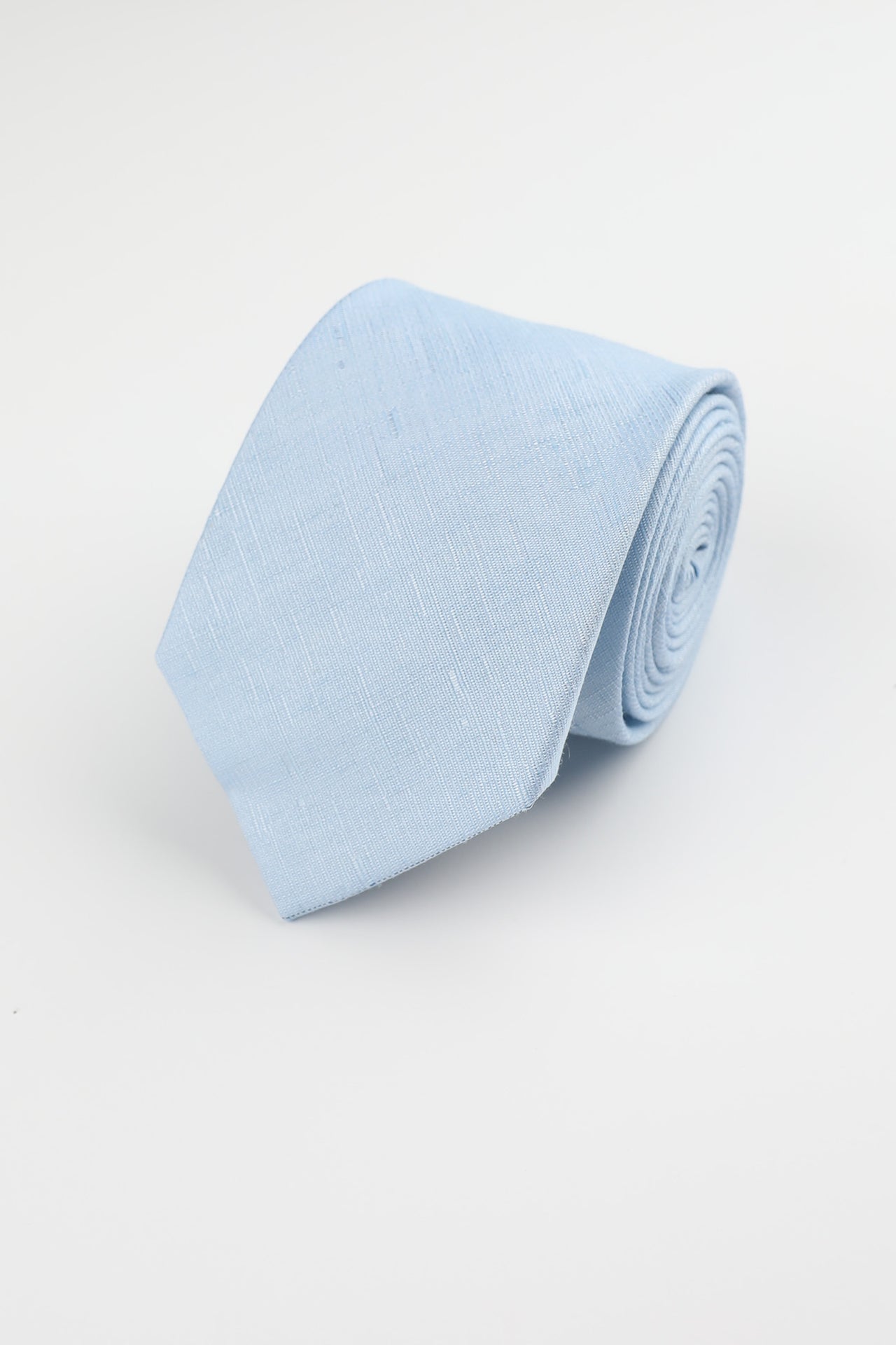 Pastel Blue Silk Linen Texture Tie