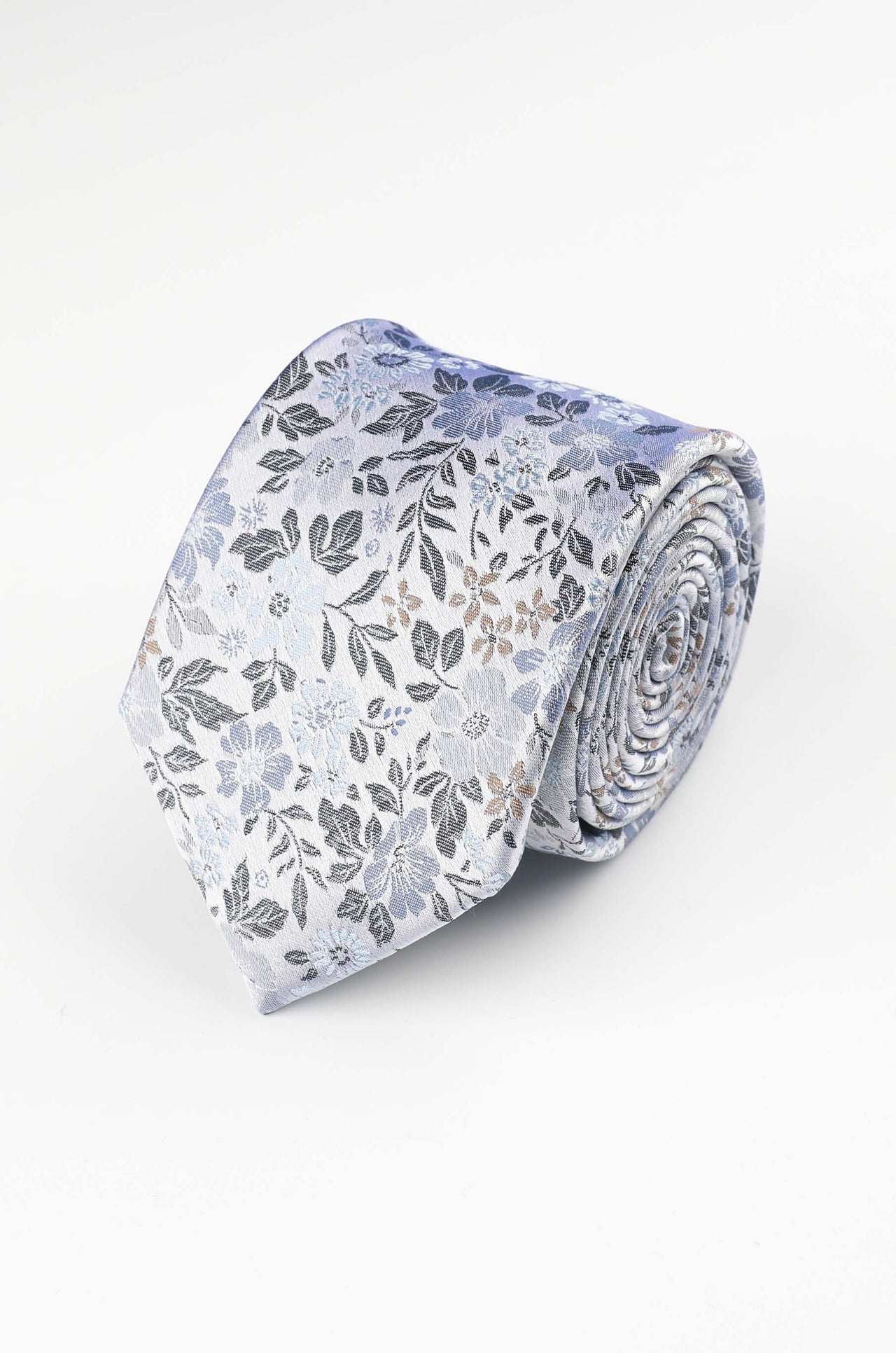 Soft Blue Silk Wild Floral Tie