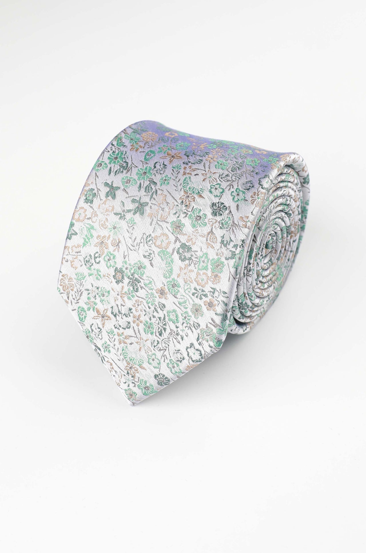 Green Silk Mini Floral Tie