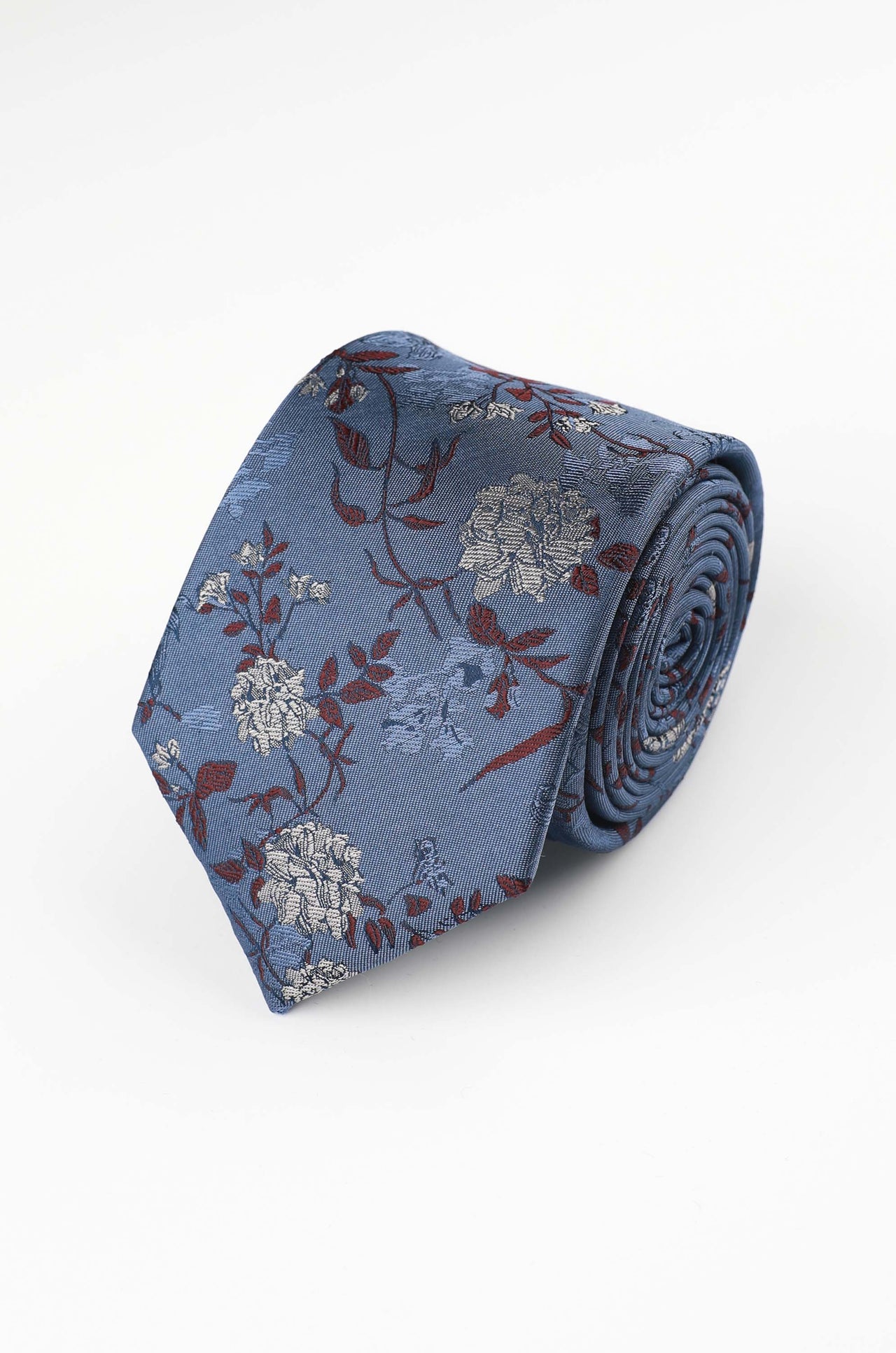Moonlight Blue Silk Floating Floral Tie