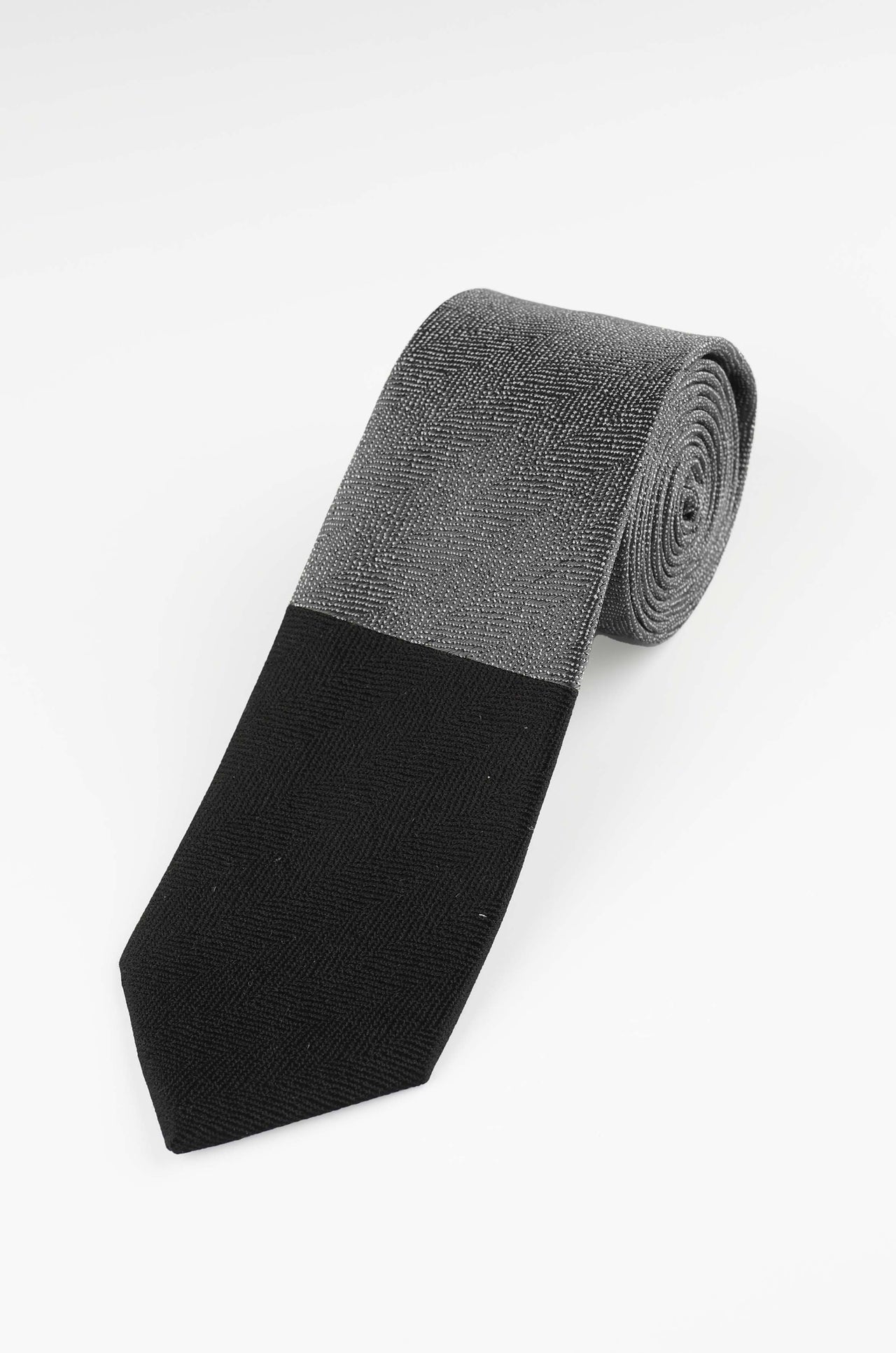 Grey Black Colour Block Tie