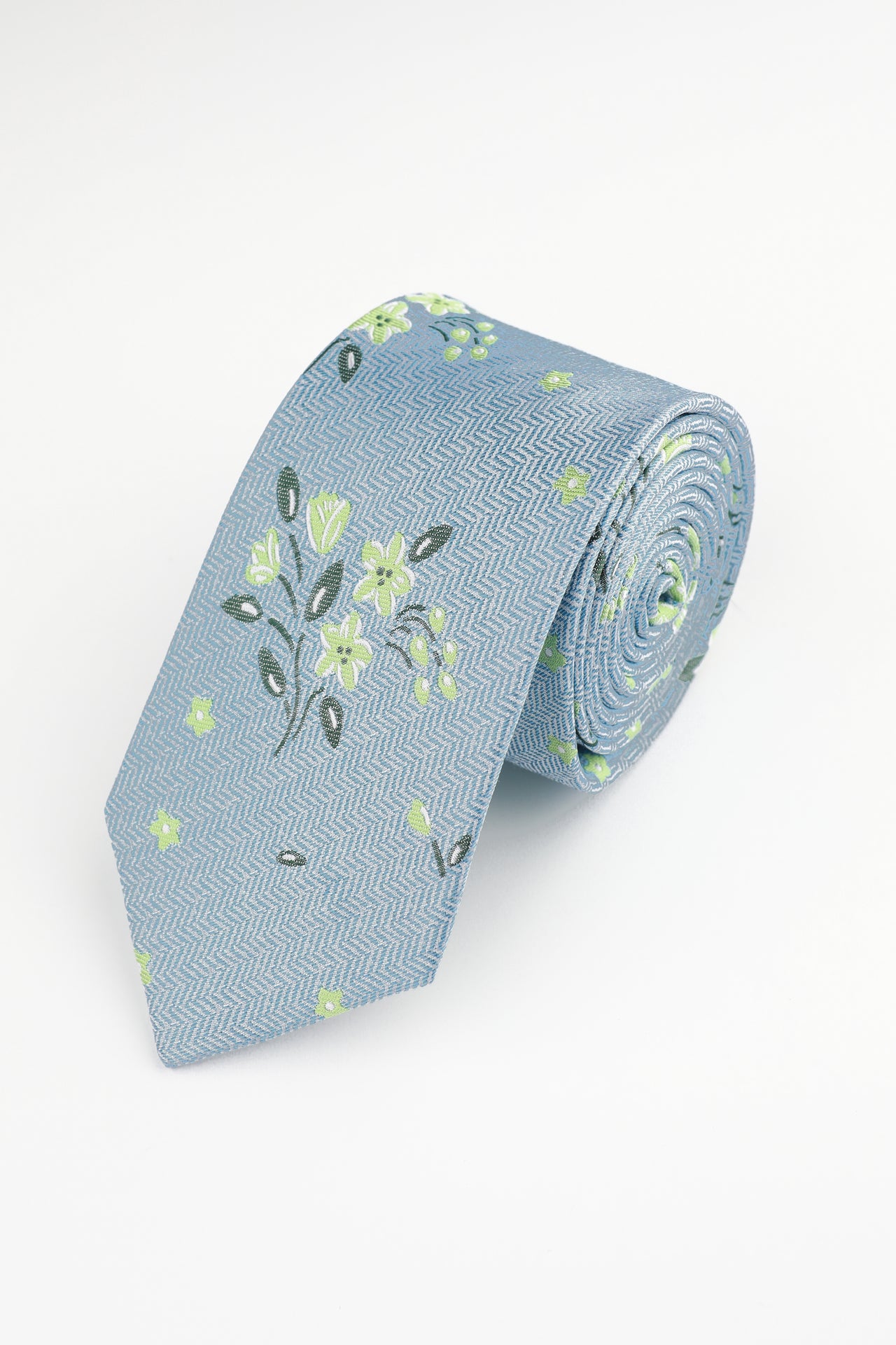 Blue Green Scattered Floral Tie