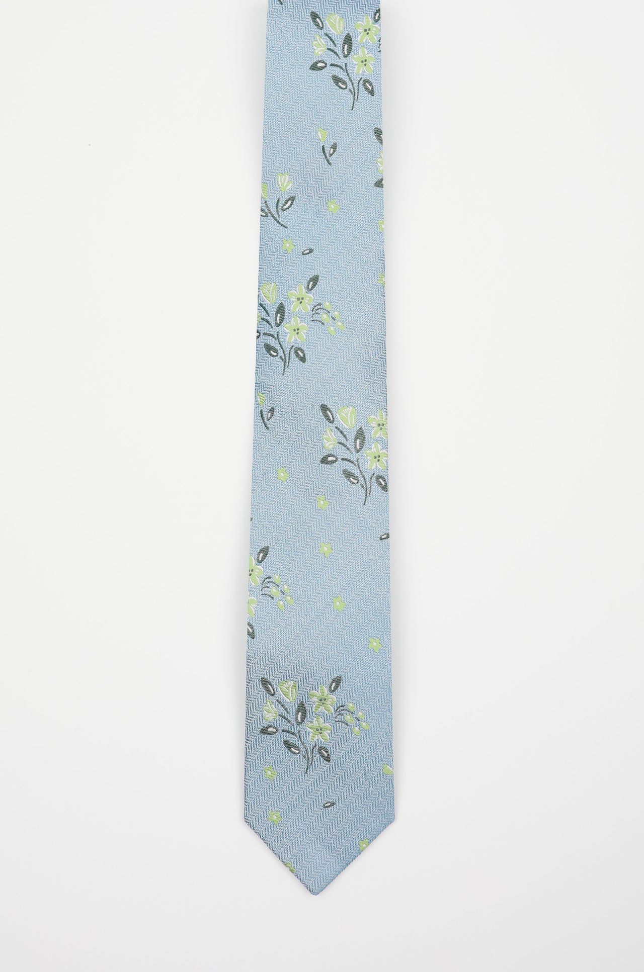 Blue Green Scattered Floral Tie