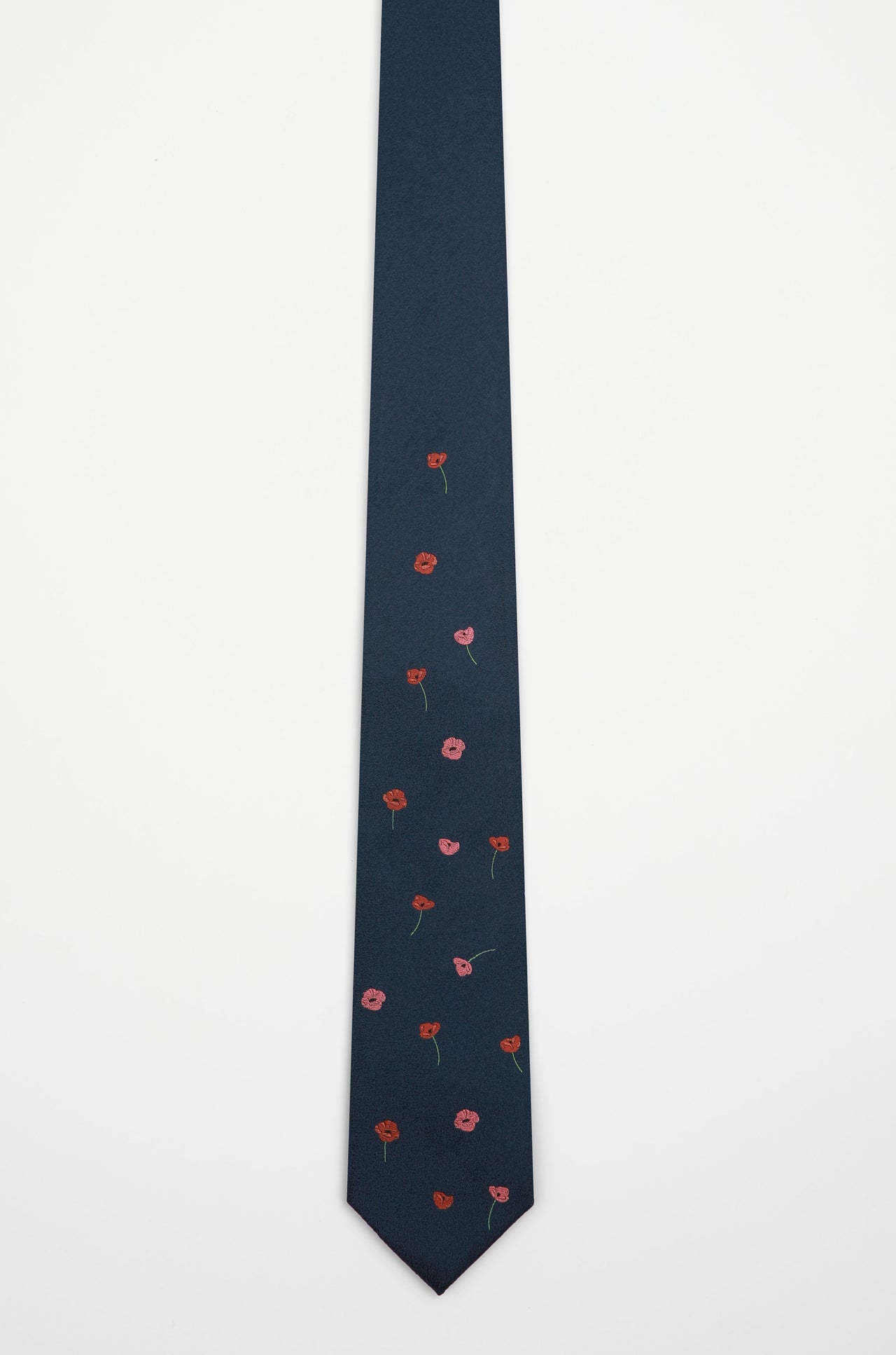 Navy Crimson Poppy Tie