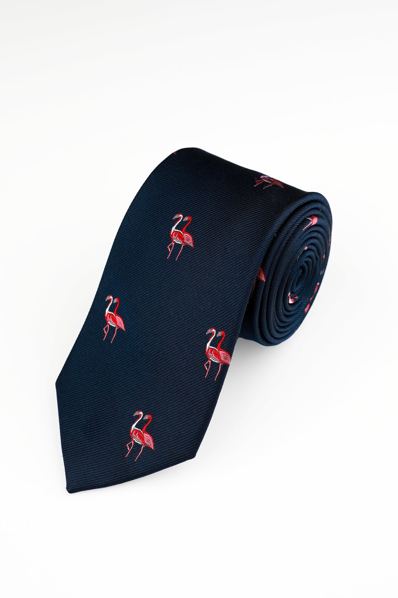 Navy Pink Flamingo Tie