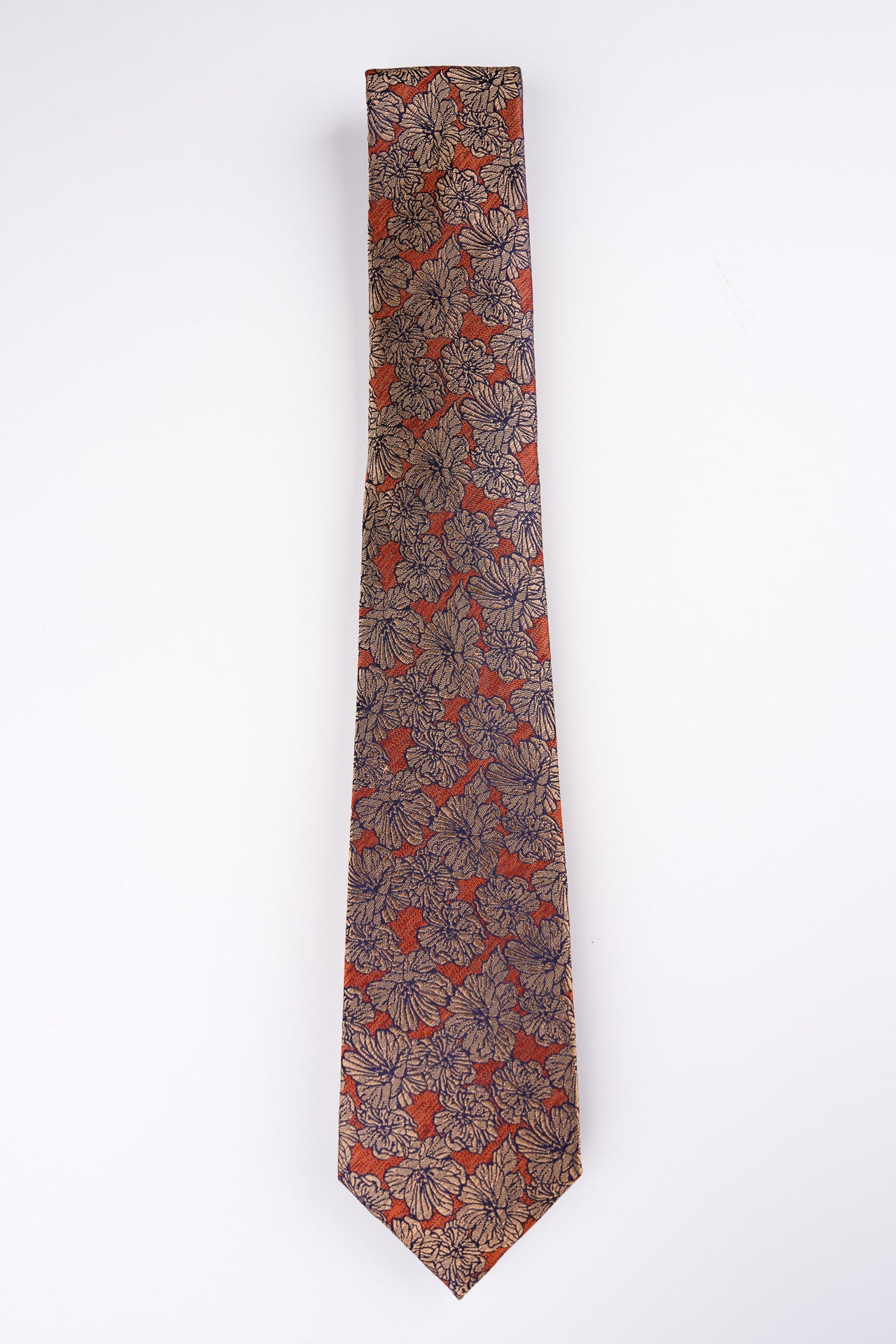 Orange Peony Floral Tie