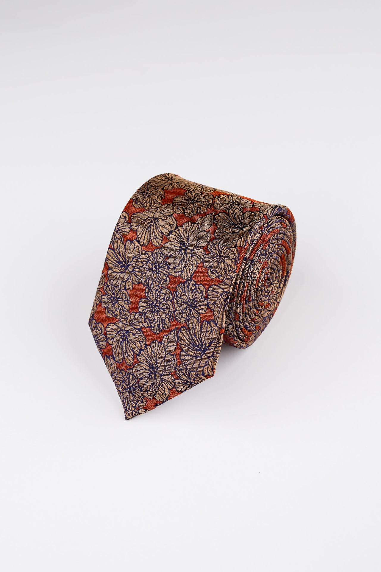 Orange Peony Floral Tie