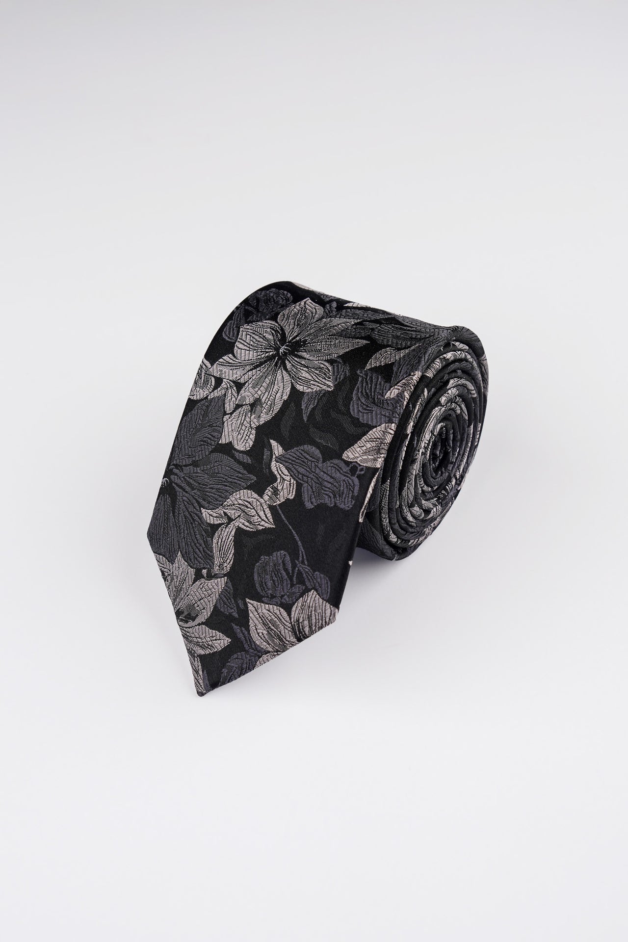 Black Blossom Floral Tie