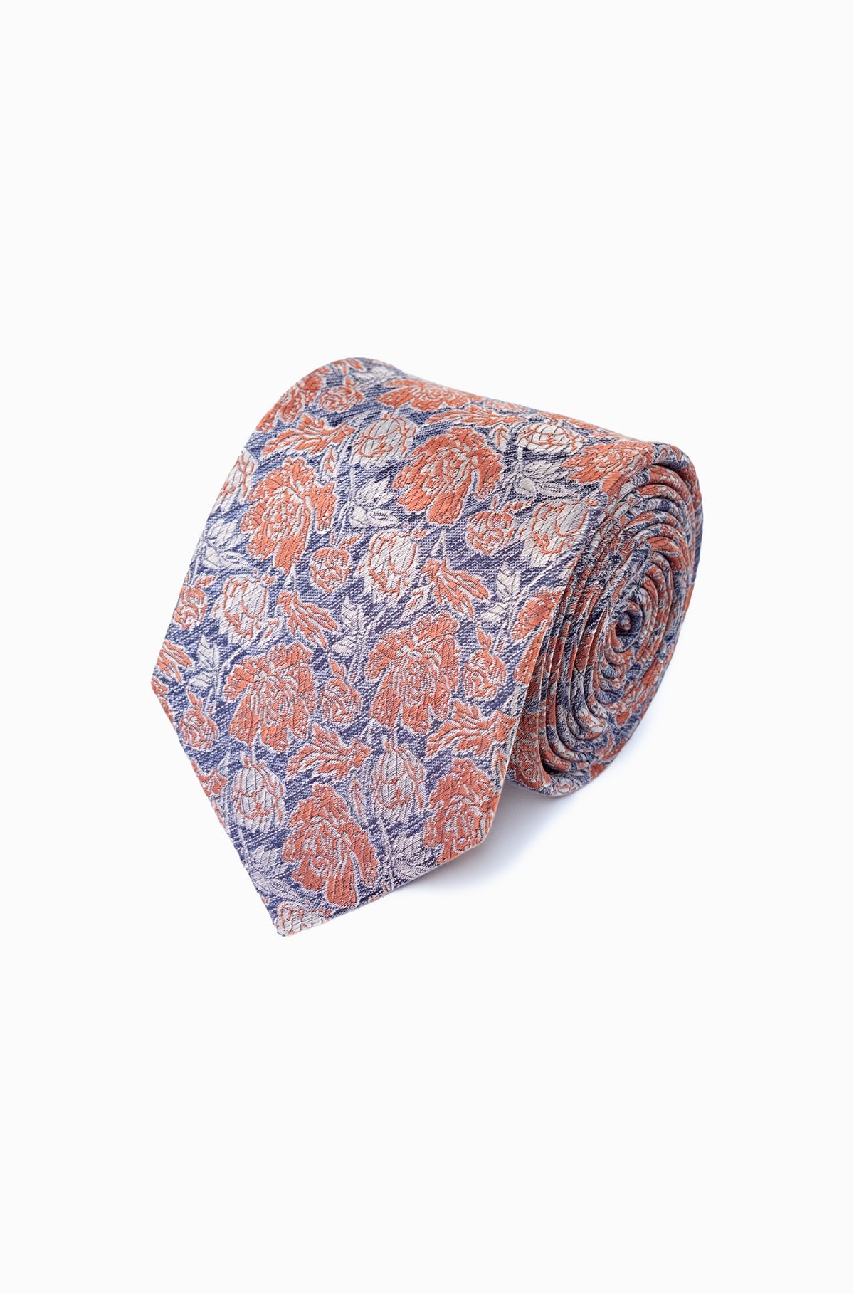 Orange Floral Bloom Silk Tie