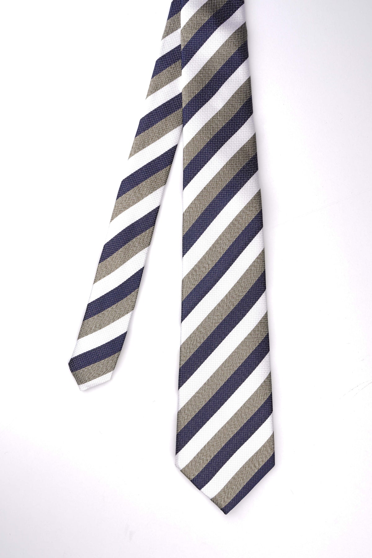 Olive Green Herringbone Stripe Silk Tie