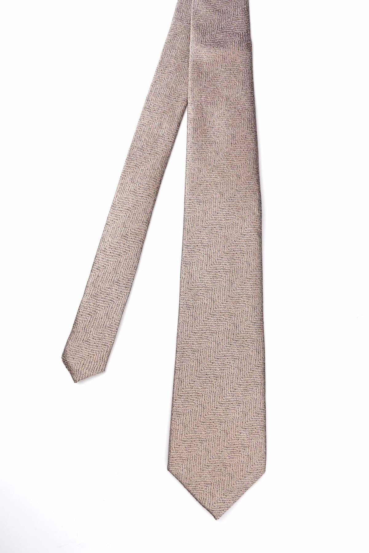 Sand Herringbone Texture Silk Tie
