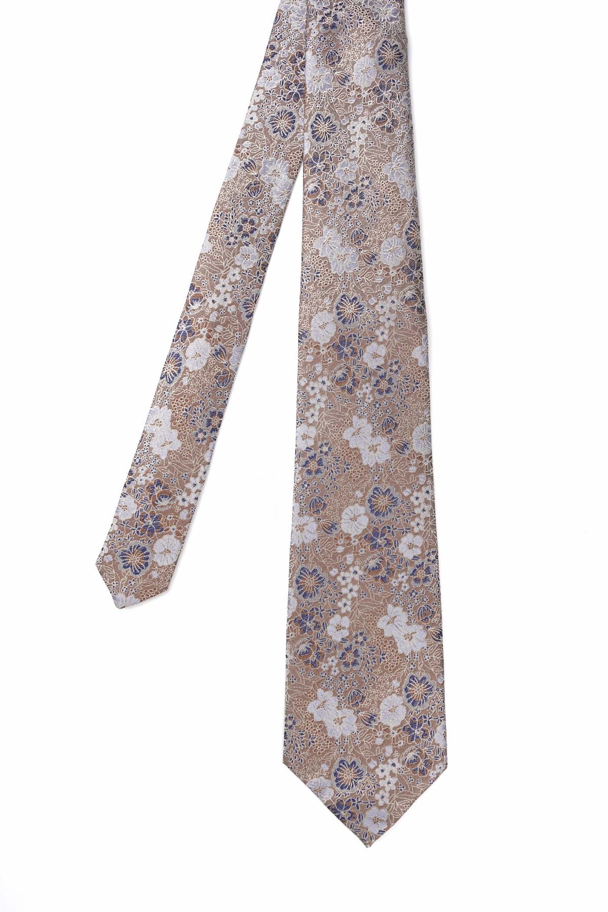 Brown Floral Line Silk Tie