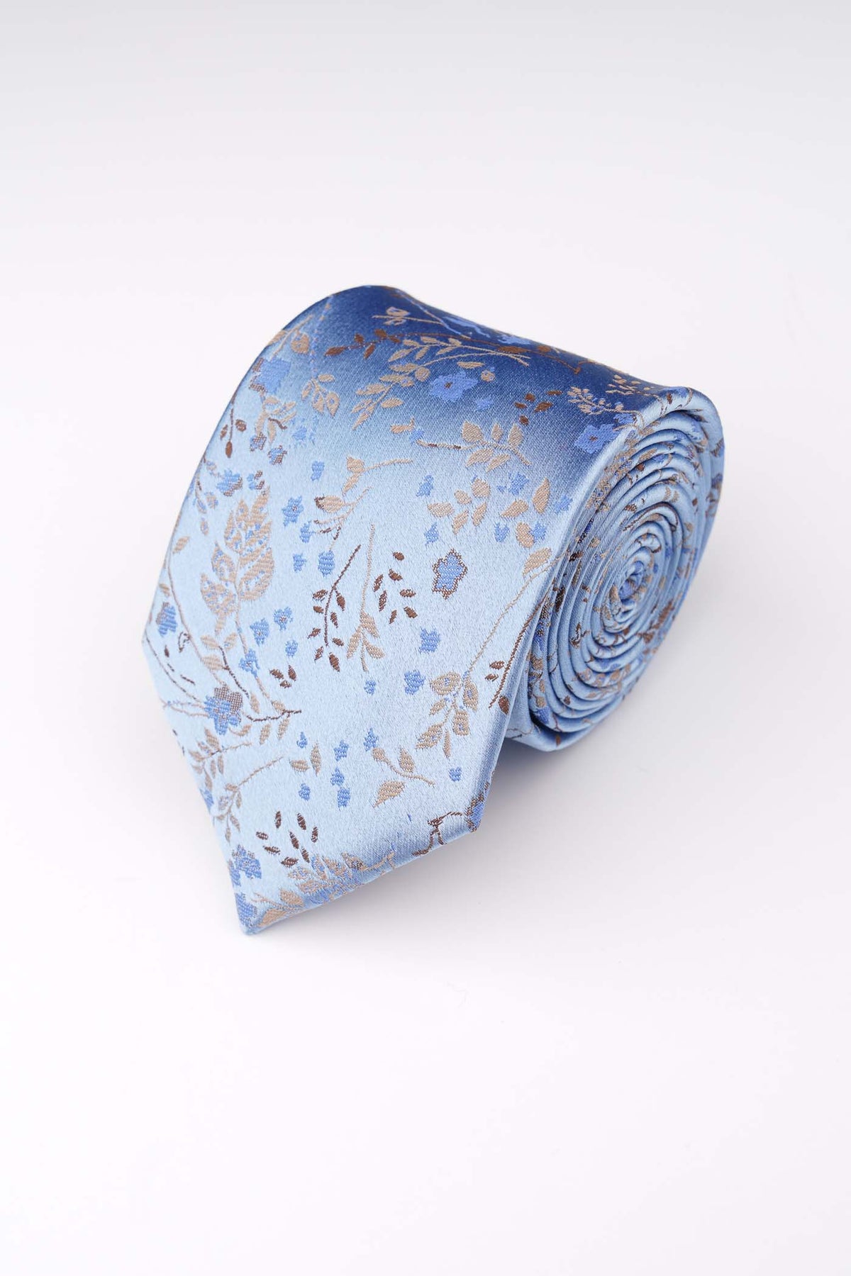 Sky Blue Intricate Floral Silk Tie