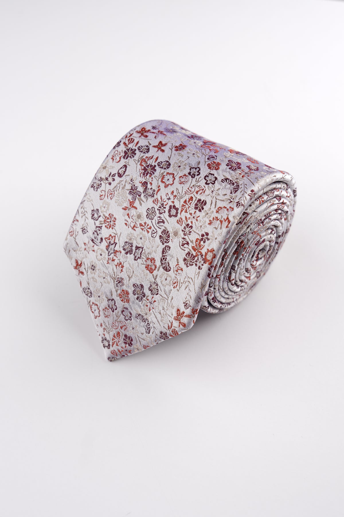 Rhubarb Red Mini Floral Silk Tie