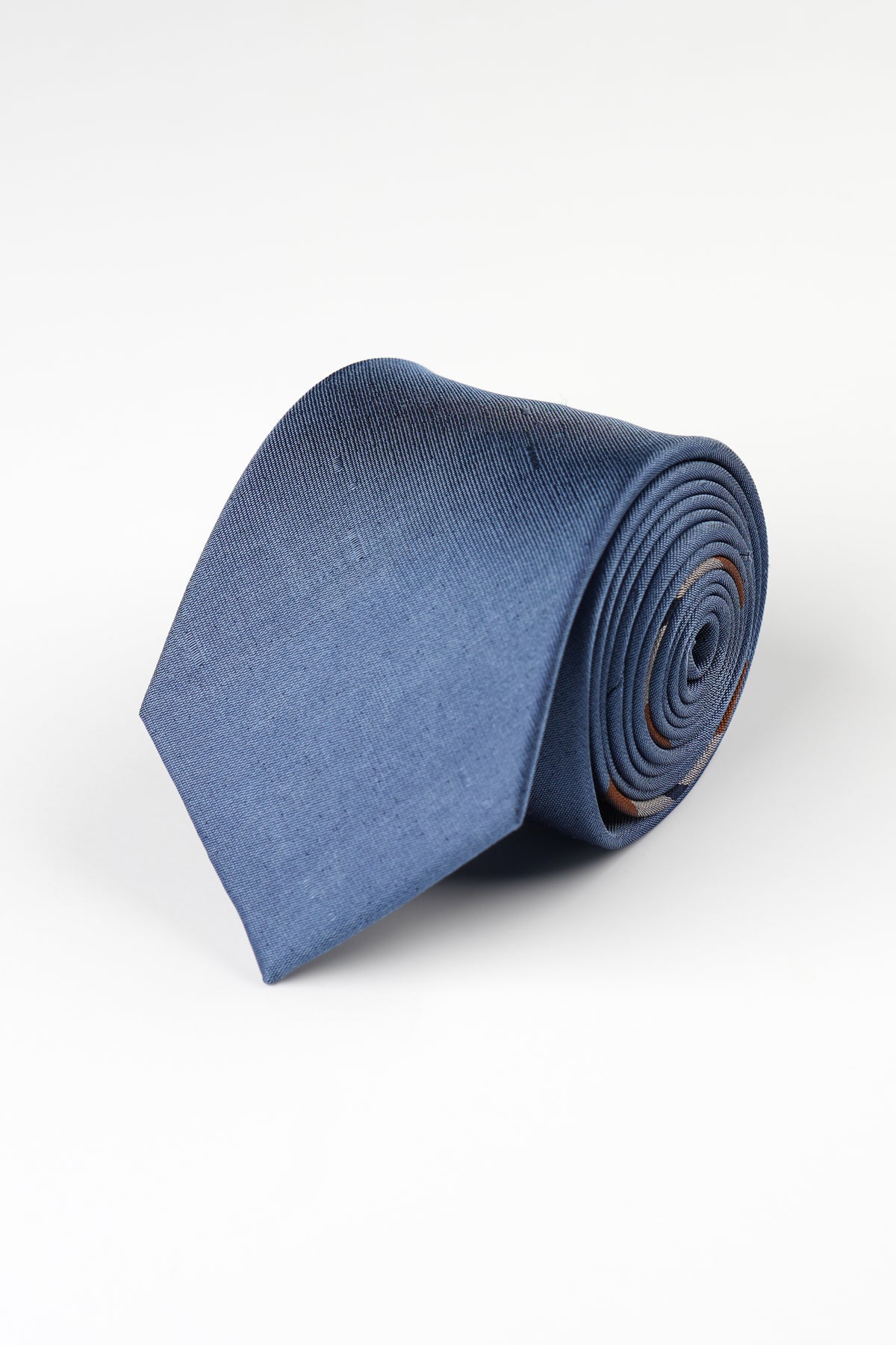Mid-blue/ Brown Placement Stripe 8cm Silk Tie
